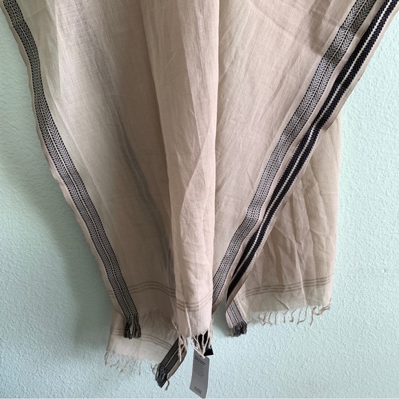 EILEEN FISHER 100% organic cotton embroidered hem serape scarf poncho shawl OS - Picture 14 of 16